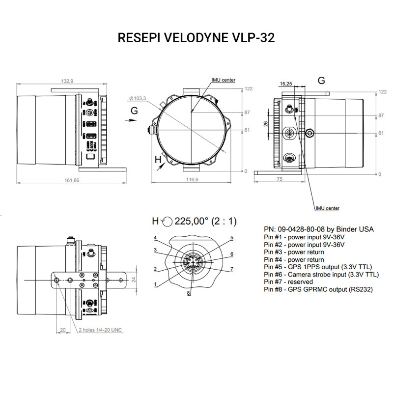 Velodyne HdL-32e 1 Axis Lidar Gimbal With High Resolution Sensor