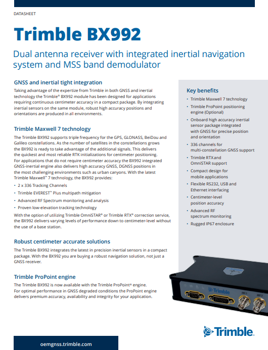 Trimble BX992 Receiver Enclosure - Geo-matching