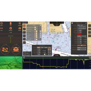 SubNav OS showing real time event marking on Nautical Chart background with HD video feed