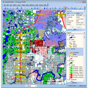 Municipal mapping project containing roads and streets, zoning, real estate parcels, floodplains, water and other data.