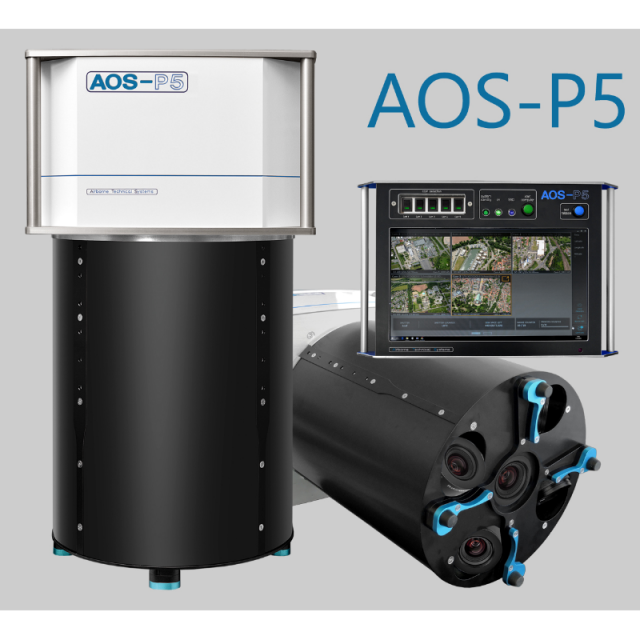 Oblique Airborne Camera System with Phase One Cameras AOS-P5